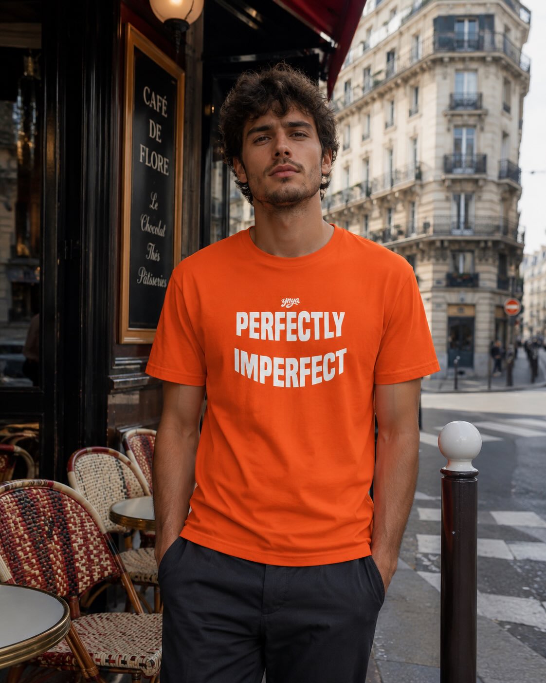T-shirt orange Perfectly Imperfect, Café de Flore Paris